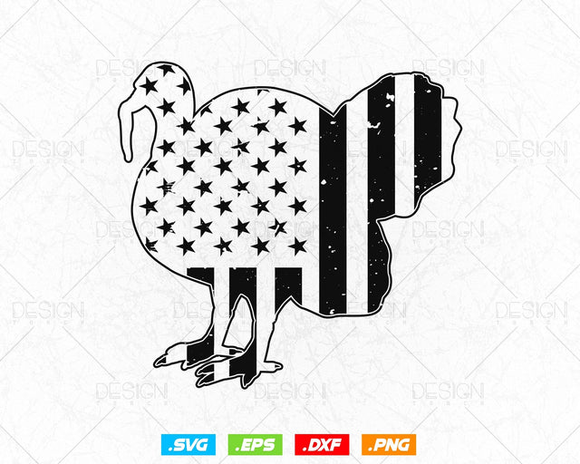 American Flag Turkey Hunting Svg Png, Outdoors Hunter Turkey Hunting Clipart Gifts for Men Svg Files for Cricut Silhouette, Instant Download SVG DesignDestine 
