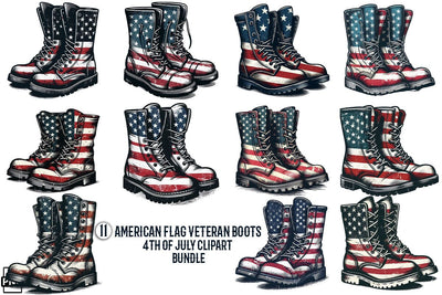 American Flag Veteran Boots 4th Of July Clipart Bundle Printable File Sublimation Creativedesigntee 