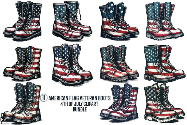 American Flag Veteran Boots 4th Of July Clipart Bundle Printable File Sublimation Creativedesigntee 
