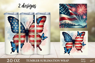 American Flag, Vintage Tumbler Sublimation. 20 OZ Tumbler Sublimation Olga Terlyanskaya 
