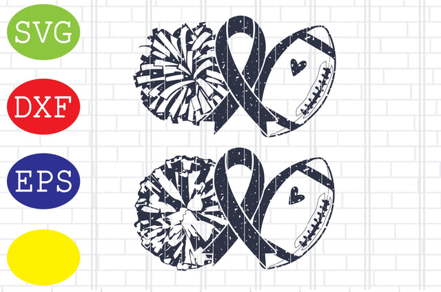 American Football Awareness and Pom Svg, Cheerleader Svg, Cheerleading Vector, Cheer Pom Poms Cut Files, Sport Svg, Jpg, Eps, Dxf Files SVG DigitalSvgFiles 