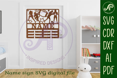 American football male medal holder Name svg laser cut SVG APInspireddesigns 