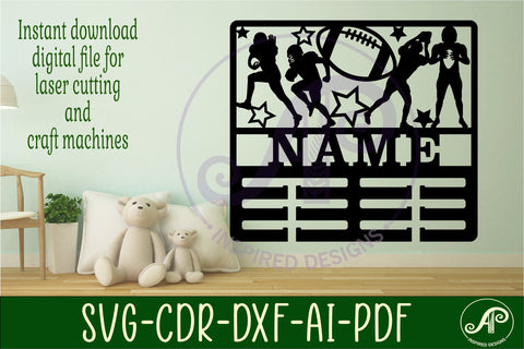 American football male medal holder Name svg laser cut SVG APInspireddesigns 
