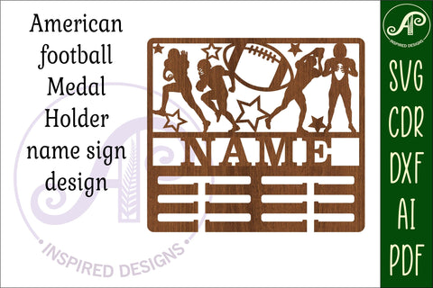 American football male medal holder Name svg laser cut SVG APInspireddesigns 