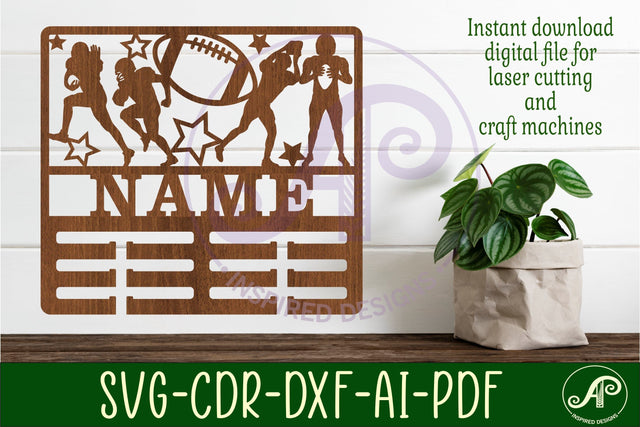 American football male medal holder Name svg laser cut SVG APInspireddesigns 