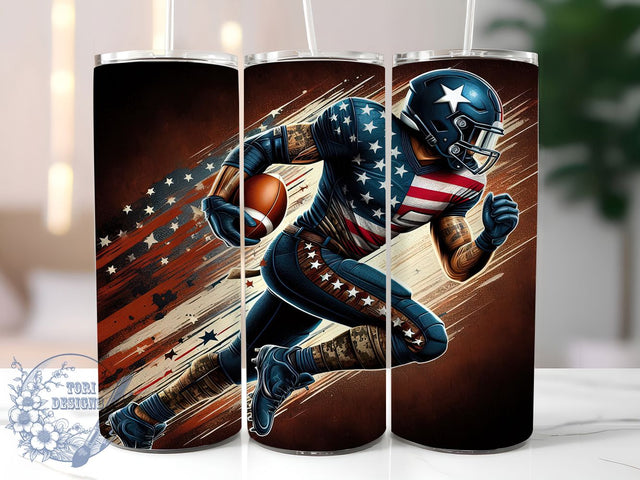 American Football Player Tumbler, American Football Cup, 20Oz Sublimation Wrap, Sports Fan Drinkware, Gridiron Gift Idea, Athletic Mug Design, Touchdown Tumbler Sublimation ToriDesigns 
