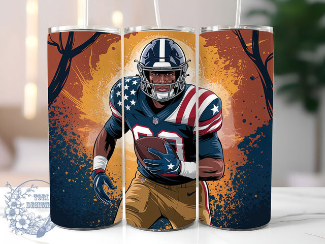 American Football Player Tumbler, American Football Cup, 20Oz Sublimation Wrap, Sports Fan Drinkware, Gridiron Gift Idea, Athletic Mug Design, Touchdown Tumbler Sublimation ToriDesigns 