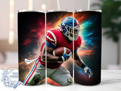 American Football Player Tumbler, Football Player Cup, 20Oz Sublimation Wrap, Sports Fan Drinkware, Gridiron Gift Idea, Athletic Mug Design, Game Day Tumbler Sublimation ToriDesigns 