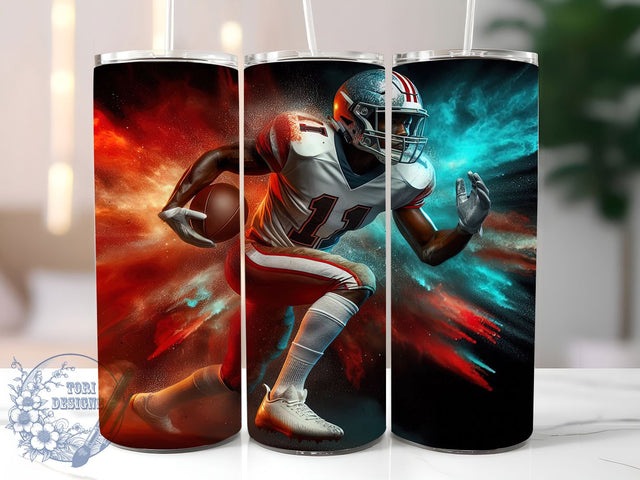 American Football Player Tumbler, Football Player Cup, 20Oz Sublimation Wrap, Sports Fan Drinkware, Gridiron Gift Idea, Athletic Mug Design, Game Day Tumbler Sublimation ToriDesigns 
