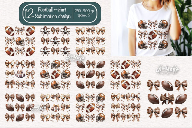 American Football PNG sublimation t-shirt design Football Bow png Bundle Sublimation Createya Design 