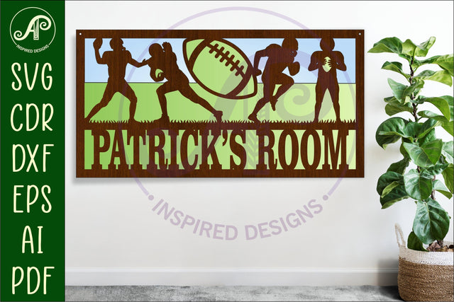 American football scene name sign SVG 3 layer laser cut SVG APInspireddesigns 