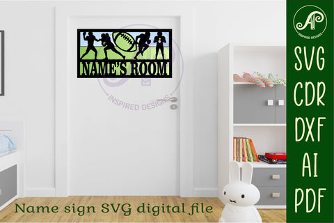 American football scene name sign SVG 3 layer laser cut SVG APInspireddesigns 