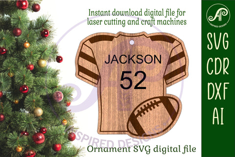 American Football shirt Christmas Ornament SVG laser cut SVG APInspireddesigns 