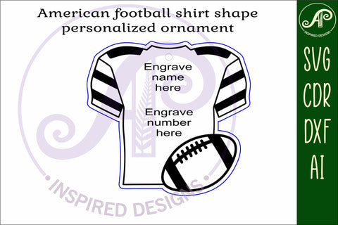 American Football shirt Christmas Ornament SVG laser cut SVG APInspireddesigns 