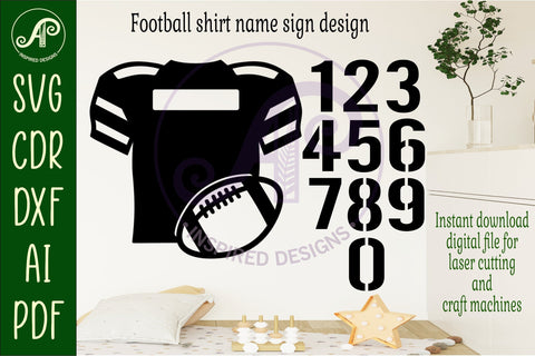 American Football shirt name sign svg laser cut file SVG APInspireddesigns 
