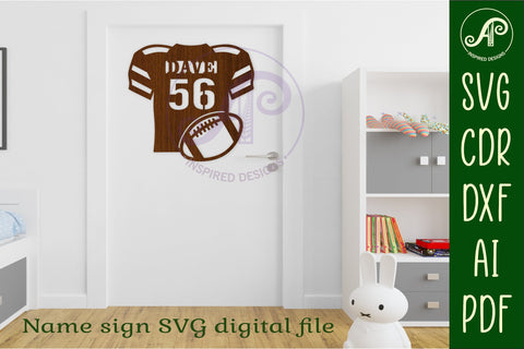 American Football shirt name sign svg laser cut file SVG APInspireddesigns 