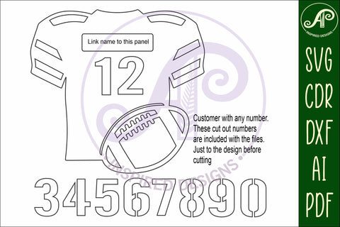 American Football shirt name sign svg laser cut file SVG APInspireddesigns 