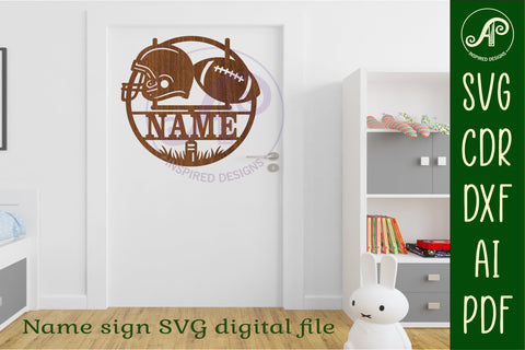 American football theme name wall art sign, SVG personalized SVG APInspireddesigns 