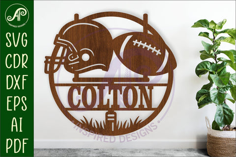 American football theme name wall art sign, SVG personalized SVG APInspireddesigns 
