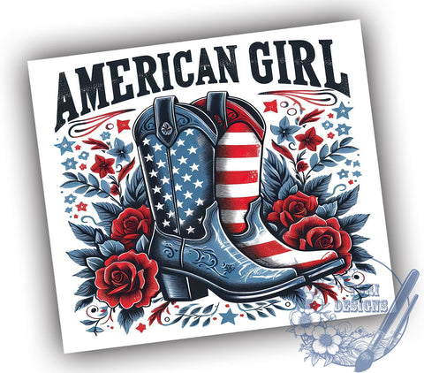 American Girl 20oz Skinny Tumbler, American Boots Tumbler Png, Straight & Tapered Tumbler Wrap, Instant Digital Download Sublimation ToriDesigns 