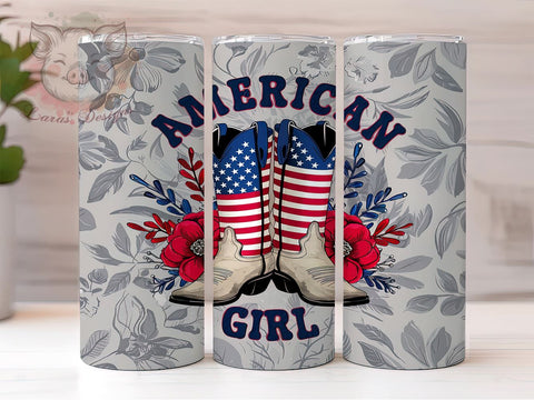 American GIRL 20oz Tumbler Png, Straight & Tapered Tumbler Png, 4th of July Tumbler Png, Digital Download PNG Sublimation Lara' s Designs 