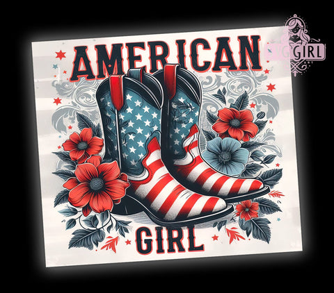 American GIRL 20oz Tumbler Wrap Sublimation Design, Straight Tapered Tumbler Wrap, 4th of July Tumbler Png, Instant Digital Download Sublimation SvggirlplusArt 