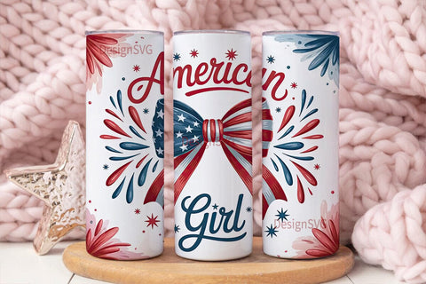 American Girl 20oz Tumbler Wrap Sublimation DesignSVG 