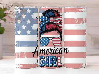 American Girl Patriotic Tumbler, 4th Of July Tumbler PNG, Patriotic Girl Sublimation, USA Flag Tumbler Design, Red White Blue Wrap, Independence Day Tumbler, 20oz Patriotic Tumbler Sublimation Lara' s Designs 