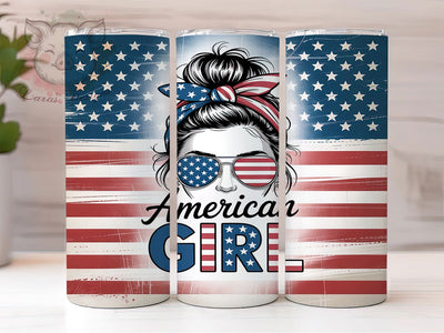 American Girl Patriotic Tumbler, 4th Of July Tumbler PNG, Patriotic Girl Sublimation, USA Flag Tumbler Design, Red White Blue Wrap, Independence Day Tumbler, 20oz Patriotic Tumbler Sublimation Lara' s Designs 