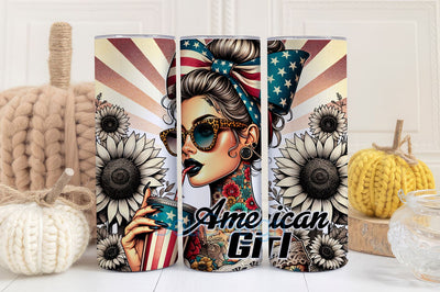 American Girl Tumbler Wrap Png, Patriotic Tumbler Design, Sublimation Tumbler, Design Download Skinny 20oz Tumbler Wrap Sublimation BouDesign 