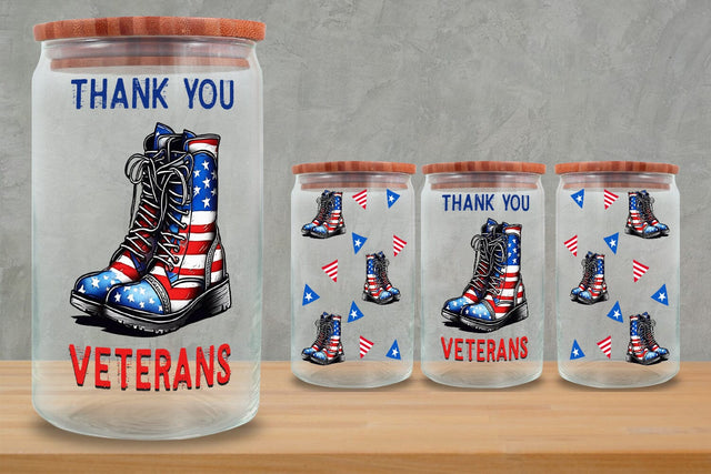 American Glass Can Wrap 16oz, Patriotic Glass Can Wrap 16 oz SVG zafrans studio 