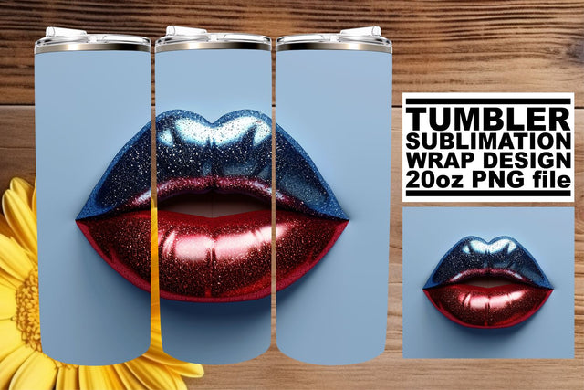 American Glory: Patriotic Lip 20oz Tumbler Design Sublimation afrosvg 