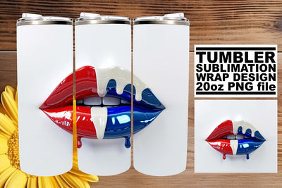 American Glory: Patriotic Lip 20oz Tumbler Wrap Sublimation afrosvg 