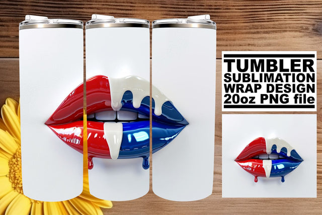 American Glory: Patriotic Lip 20oz Tumbler Wrap Sublimation afrosvg 