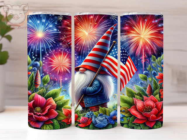 American Gnome 20oz Tumbler Png, Straight & Tapered Tumbler Png, 4th Of July Gnome Tumbler Png, Digital Download PNG Sublimation Lara' s Designs 
