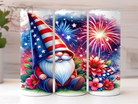 American Gnome 20oz Tumbler Png, Straight & Tapered Tumbler Png, 4th Of July Gnome Tumbler Png, Digital Download PNG Sublimation Lara' s Designs 