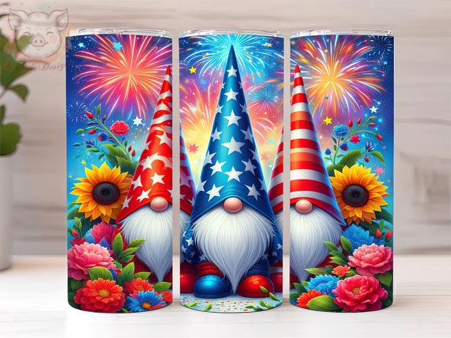 American Gnome 20oz Tumbler Png, Straight & Tapered Tumbler Png, 4th Of July Gnome Tumbler Png, Digital Download PNG Sublimation Lara' s Designs 