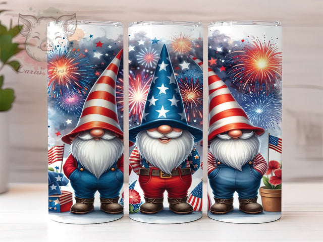 American Gnome 20oz Tumbler Png, Straight & Tapered Tumbler Png, 4th Of July Gnome Tumbler Png, Digital Download PNG Sublimation Lara' s Designs 