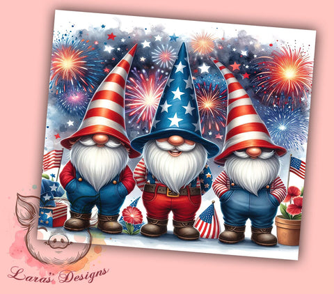 American Gnome 20oz Tumbler Png, Straight & Tapered Tumbler Png, 4th Of July Gnome Tumbler Png, Digital Download PNG Sublimation Lara' s Designs 