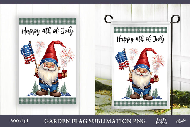 American Gnome Garden Flag PNG. Welcome Garden Flag PNG Sublimation Olga Terlyanskaya 