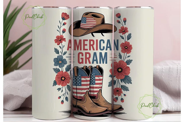 American Gram 20oz Tumbler Wrap Sublimation PixelChick 