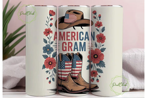 American Gram 20oz Tumbler Wrap Sublimation PixelChick 