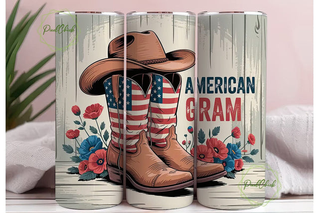 American Gram 20oz Tumbler Wrap Sublimation PixelChick 