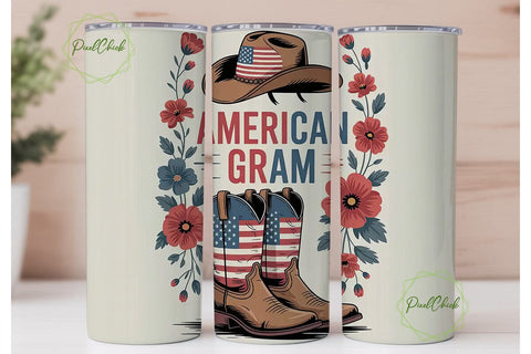 American Gram 20oz Tumbler Wrap Sublimation PixelChick 