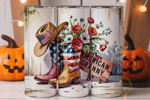 American Granny 20oz Tumbler Wrap Sublimation PixelChick 