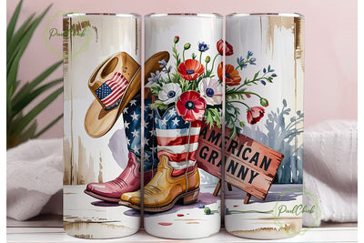 American Granny 20oz Tumbler Wrap Sublimation PixelChick 