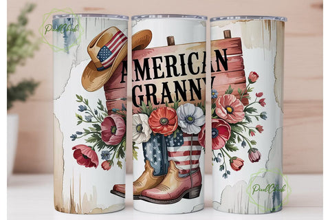 American Granny 20oz Tumbler Wrap Sublimation PixelChick 
