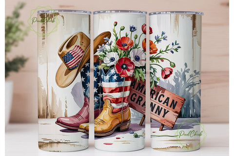American Granny 20oz Tumbler Wrap Sublimation PixelChick 