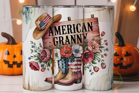 American Granny 20oz Tumbler Wrap Sublimation PixelChick 