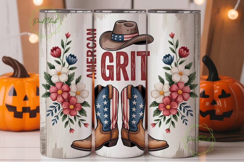 American Grit 20oz Tumbler Wrap Sublimation PixelChick 